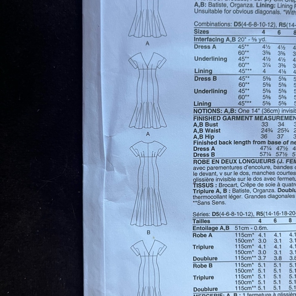 Vogue Dress Pattern 2027. Sz 4-12. Mermaid skirt, fitted top. Two lengths - Picture 2 of 3